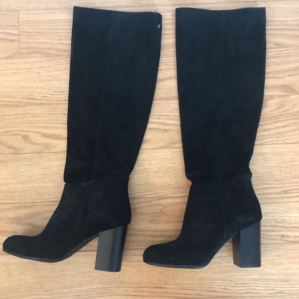 Sam Edelman Victoria Suede Black Tall Boots Size 7